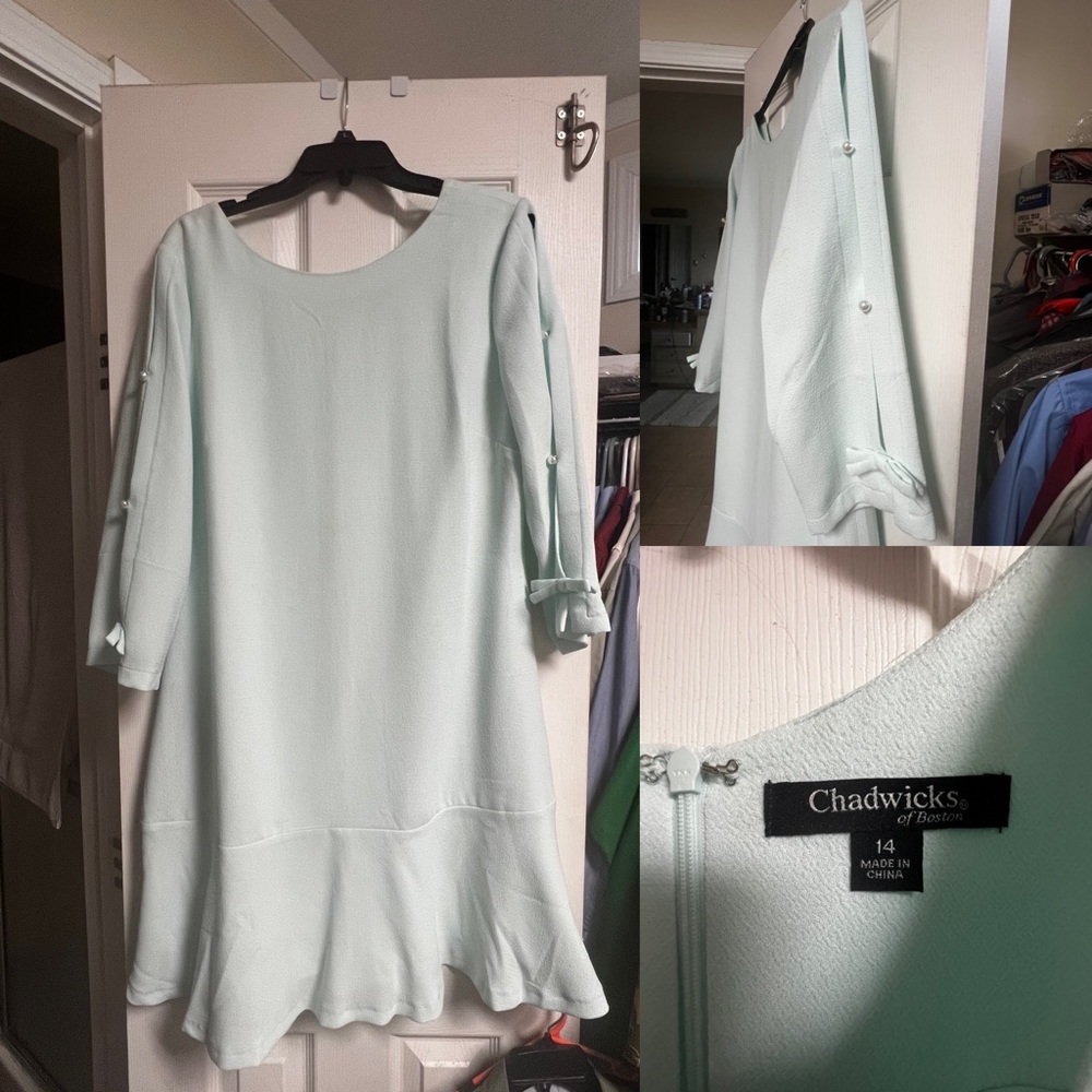 3/4 sleeve Blue Dress